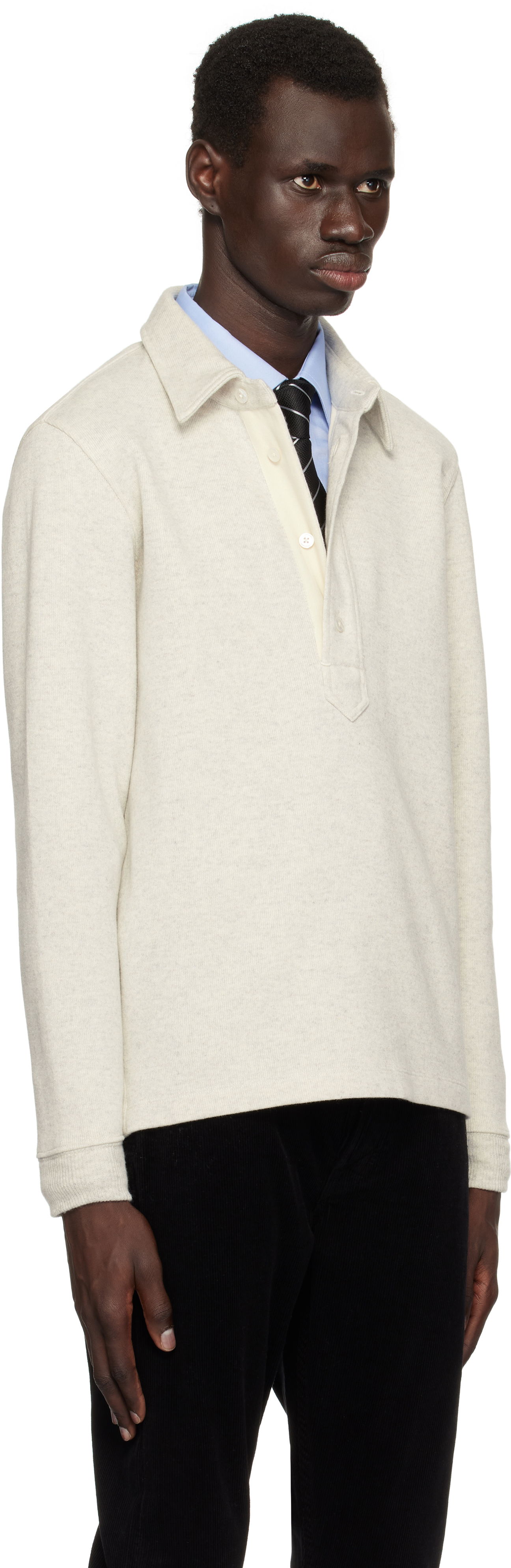 Пуловер Tom Ford TOM FORD Cotton Blend Rugby Polo Бежово | JPL017-JMC049S25, 1