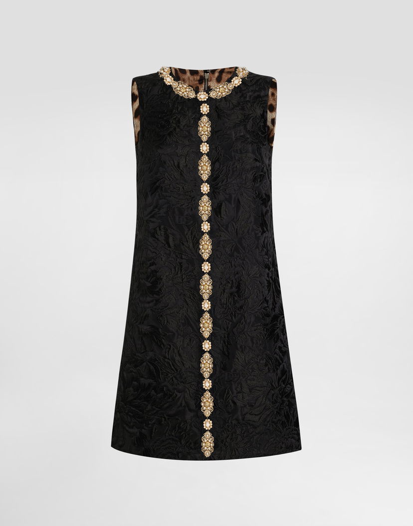 Pокля Dolce & Gabbana Dolce & Gabbana Brocade Peony Dress with Jeweled Embellishments Черно | F6AMRZHJMQON0000