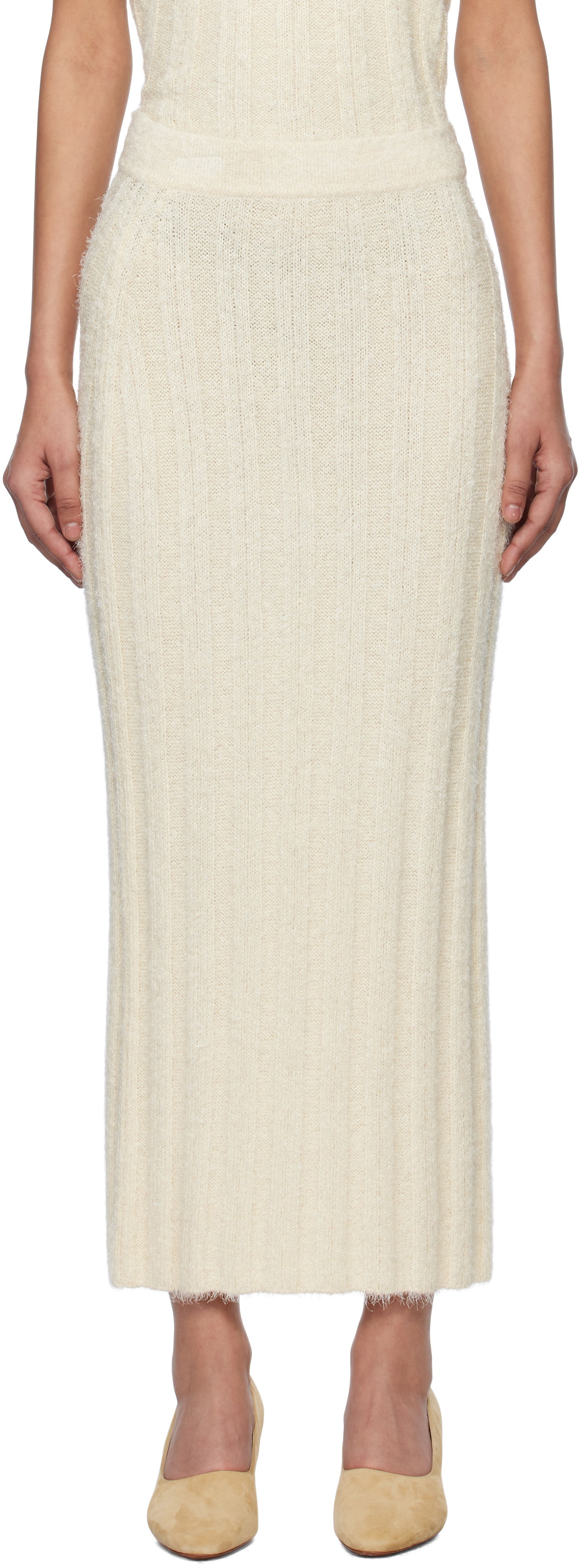 Пола Khaite KHAITE Claire Midi Knit Skirt Бежово | 9751309, 0