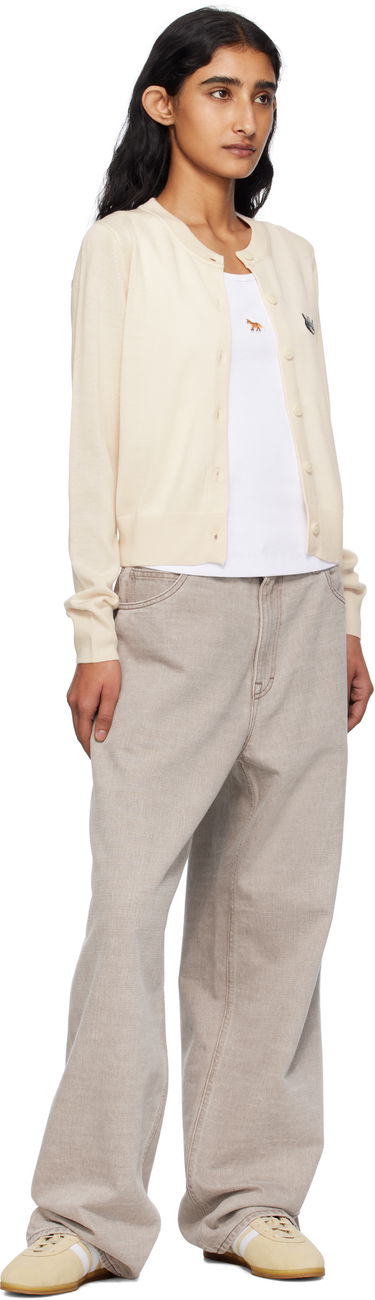 Пуловер MAISON KITSUNÉ Maison Kitsuné Double Fox Head Patch Cardigan Бежово | OW051CFKT1036, 3