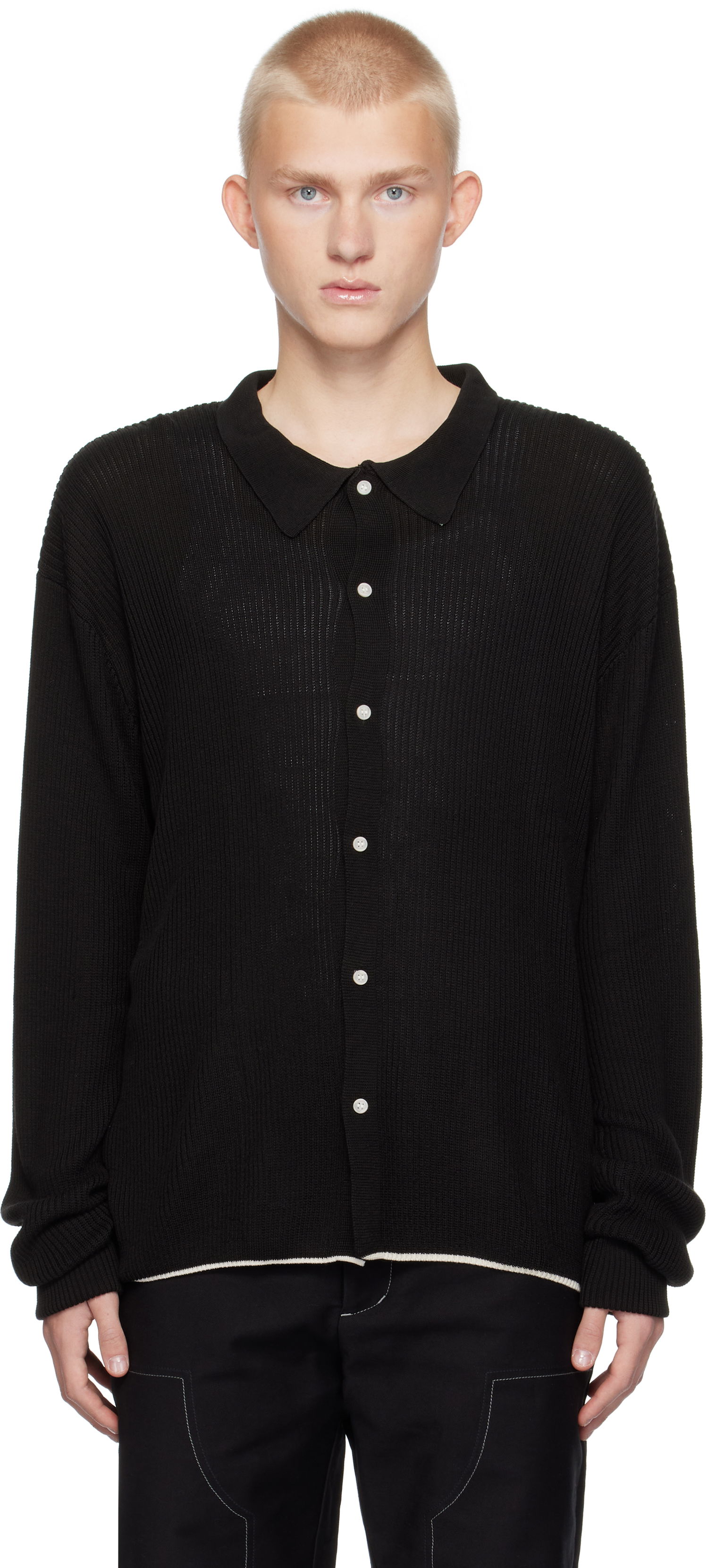Пуловер Soulland Longsleeved Polo Cardigan Черно | 42008-1306, 0