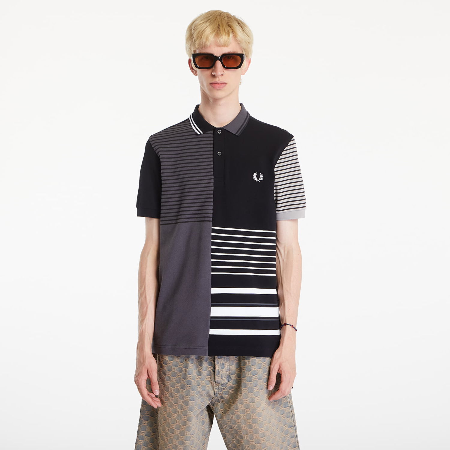 Поло тениска Fred Perry Beams Striped Panel Fp Polo T-Shirt Black Черно | SM7188 102, 0