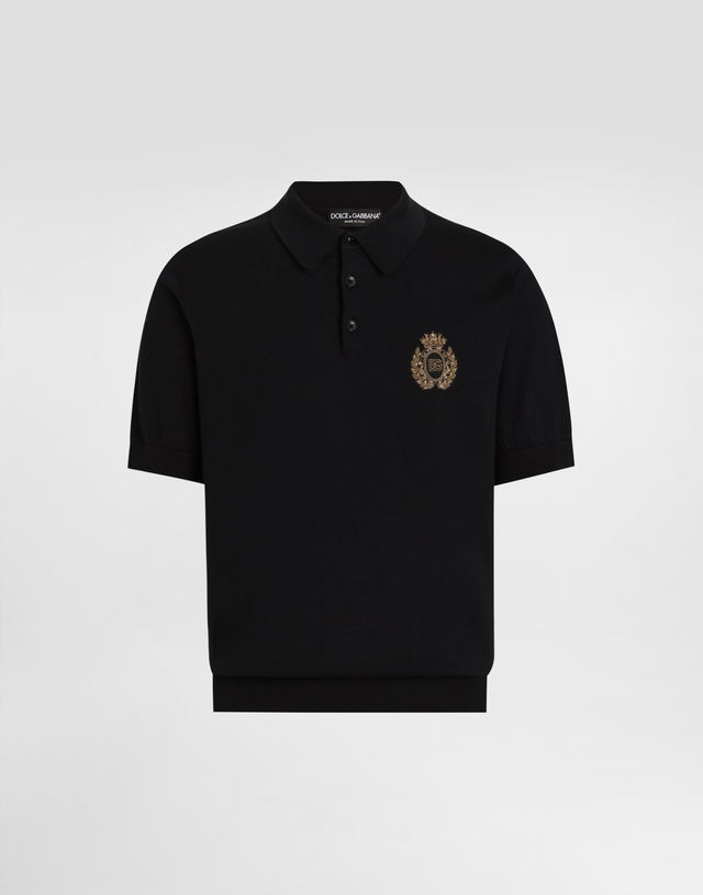 Dolce & Gabbana Cotton Polo-Shirt with Heraldic Patch