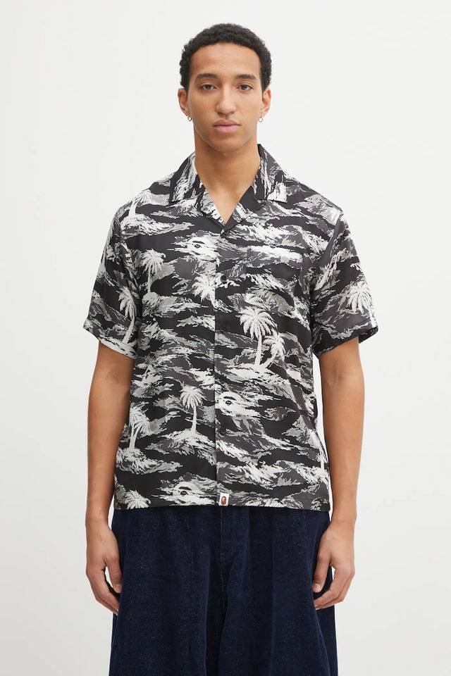 Palm Tree Camo Open Collar Regular Shirt