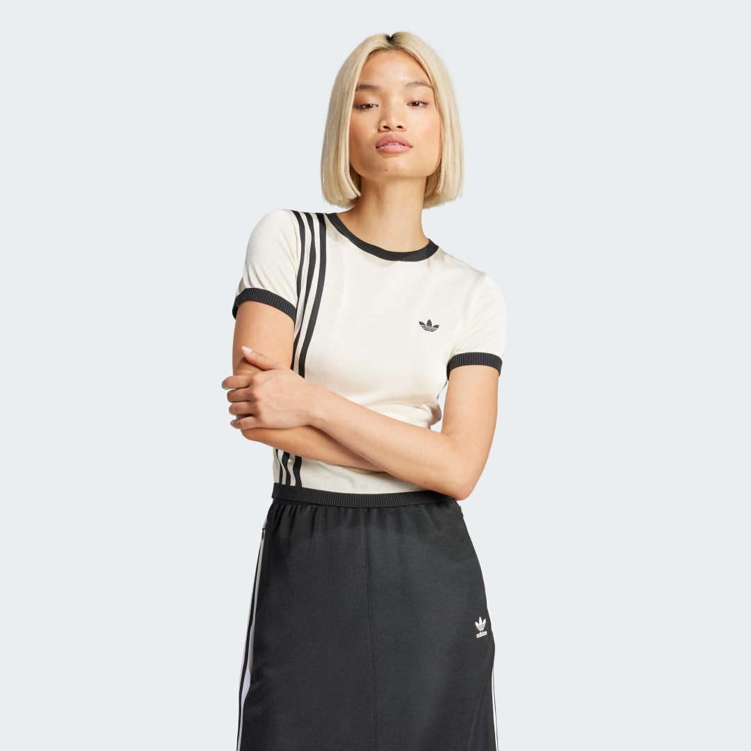 Пола adidas Performance Knitted 3 Stripes Short Sleeve T-Shirt Черно | JJ0961, 0