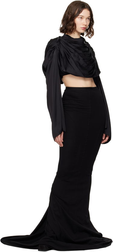 Съкратен топ Rick Owens Rick Owens Hollywood Claudette Draped Crop Top Черно | RO01E7264 SCH, 3