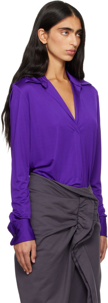 Риза Dries Van Noten Dries Van Noten Satin Shirt Лилаво | 252-011155-2617, 1