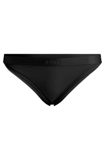 гащички BOSS BOSS Cotton-Blend Briefs with Signature Logo Waistband Черно | 50520399