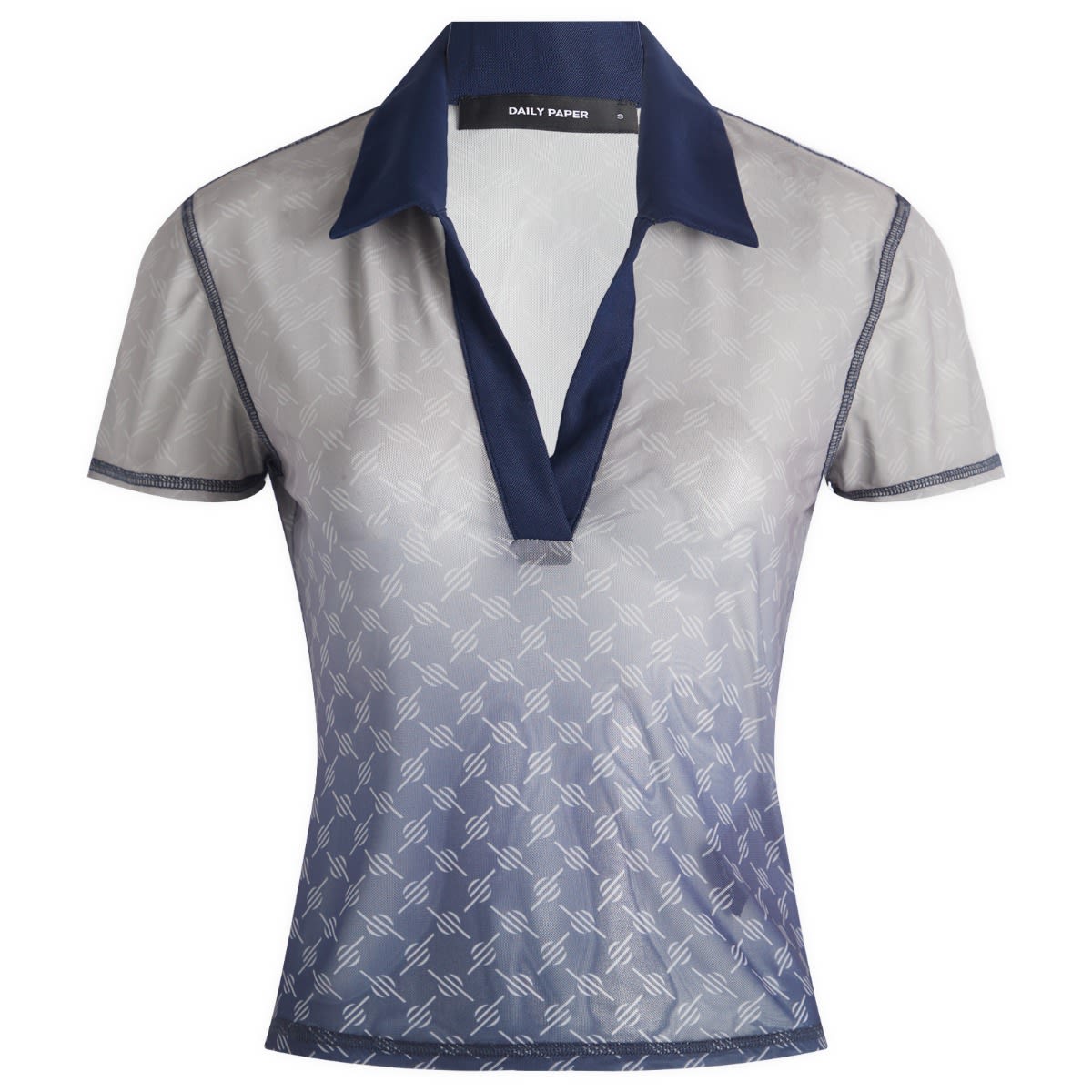 Поло тениска DAILY PAPER Daily Paper Women's Mesh Monogram Polo Top Сиво | 2511088, 0