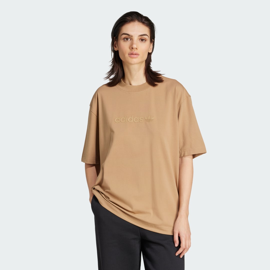 Тениска adidas Performance Essentials Linear Oversized T-Shirt Кафяво | JW3538, 0