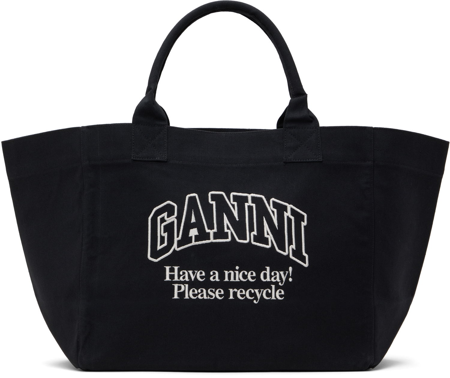 Голяма пазарска чанта GANNI GANNI Oversized Canvas Tote Bag Черно | A6680, 0