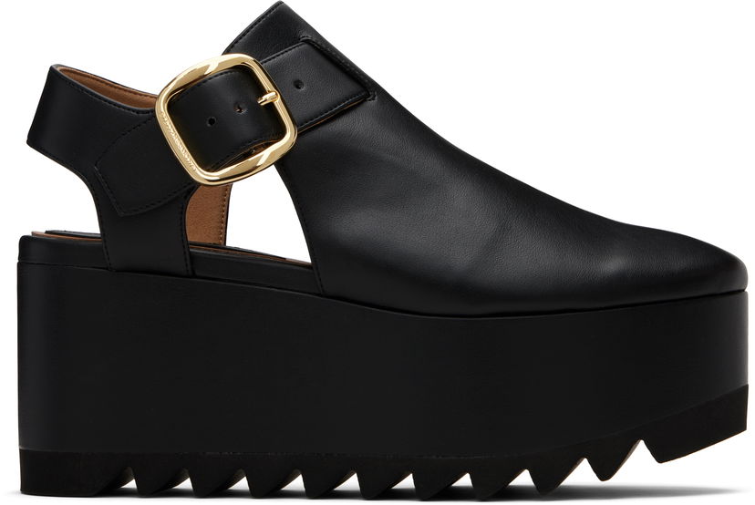 Кецове и обувки Stella McCartney Stella McCartney Elyse Closed-Toe T-Bar Platform Sandals Черно | 810555APADE0