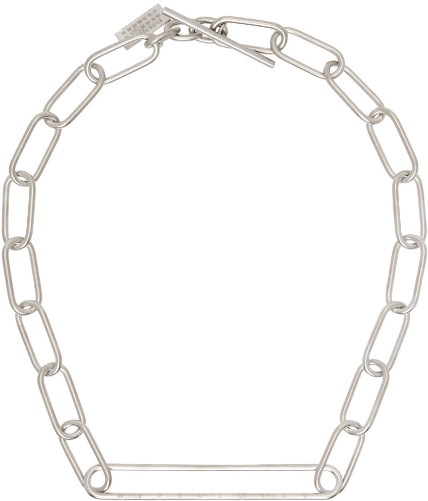 Колие Maison Margiela MM6 Silver Metal Elongated Necklace Сиво | SM6UU0056 P6630, 0