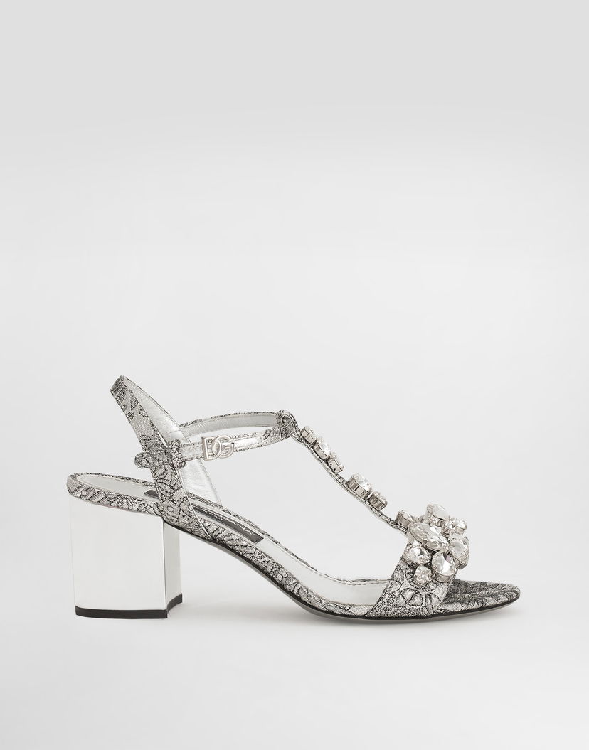 Кецове и обувки Dolce & Gabbana Dolce & Gabbana Brocade Sandals With Stones Embroidery Металик | CR1921AS2038D708