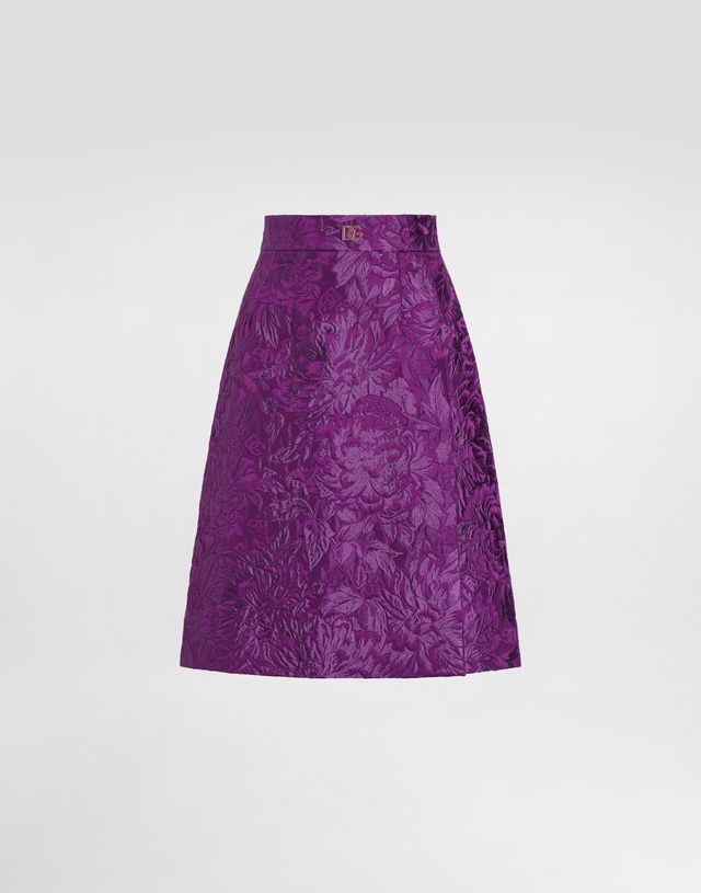 Dolce & Gabbana Peony Brocade A-Line Skirt