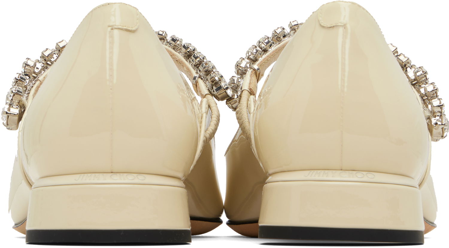 Кецове и обувки Jimmy Choo Bing Patent Leather Crystal-Embellished Ballerina Flats Бежово | BING PUMP FLAT, 1