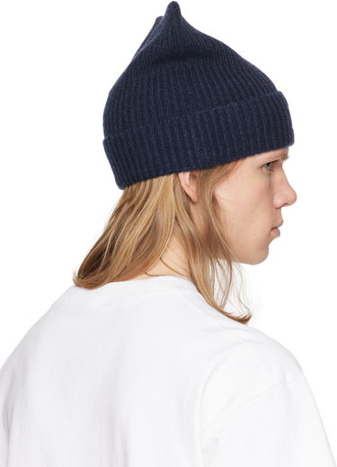 Шапка Acne Studios Acne Studios Knit Cat-Ear Beanie with Face Logo Тъмно синьо | C40392-, 4