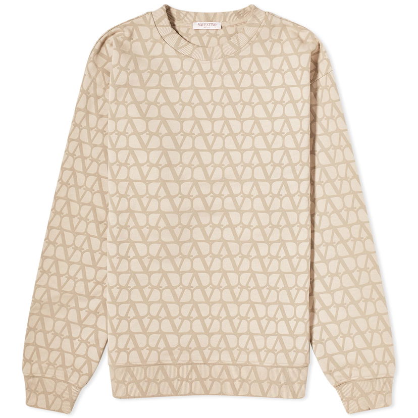 Пуловер Valentino Men's Icon Logo Crew Sweat Beige Бежово | 4V3MF26W9W1-YD3