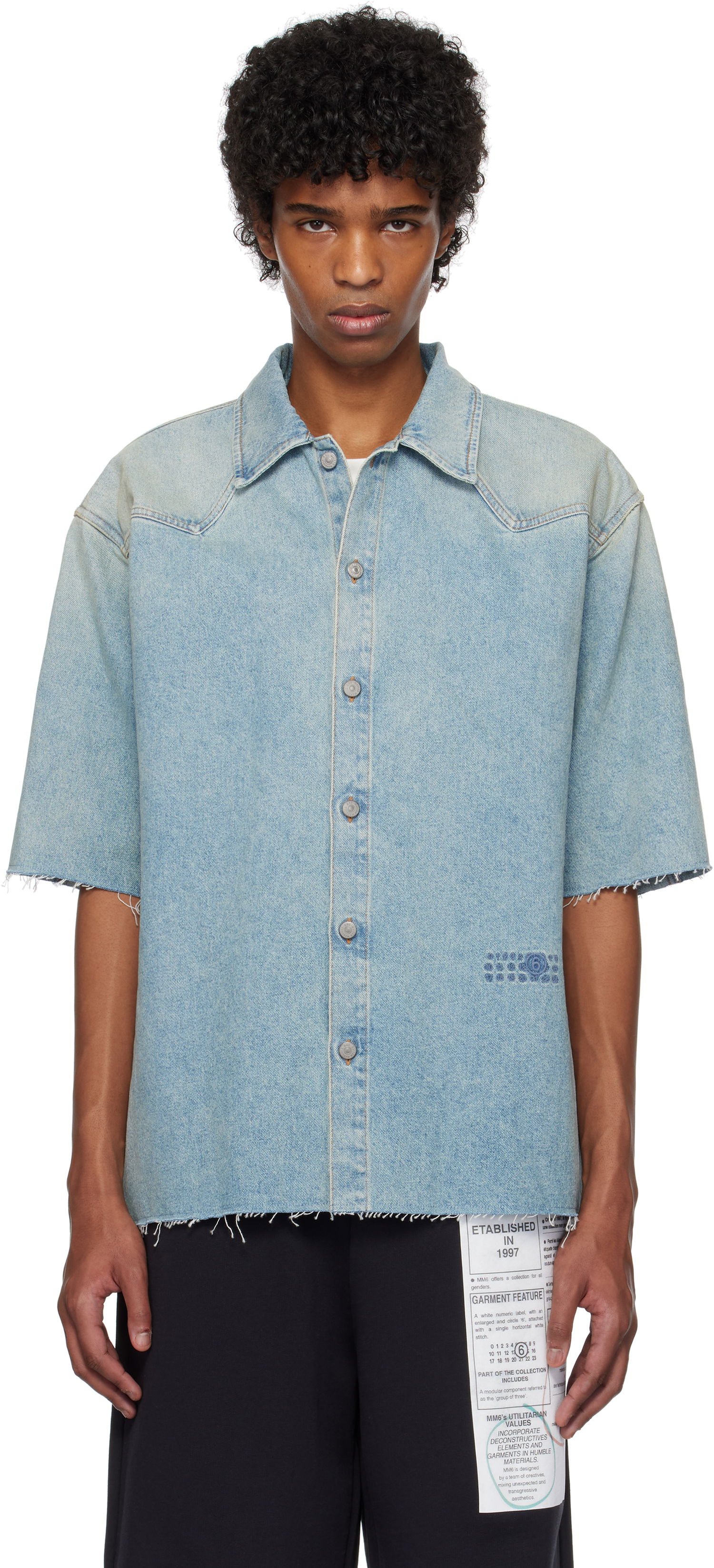 Риза Maison Margiela MM6 Maison Margiela Short Sleeve Denim Shirt Синьо | SH0DR0006 M30019, 0