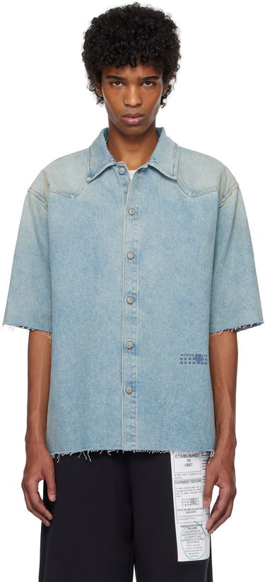 Риза Maison Margiela MM6 Maison Margiela Short Sleeve Denim Shirt Синьо | SH0DR0006 M30019, 0