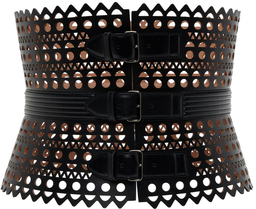 Колани Alaïa ALAÏA Edition 1992 Laser-Cut Leather Corset Belt Черно | AA1C021GC0A30, 0
