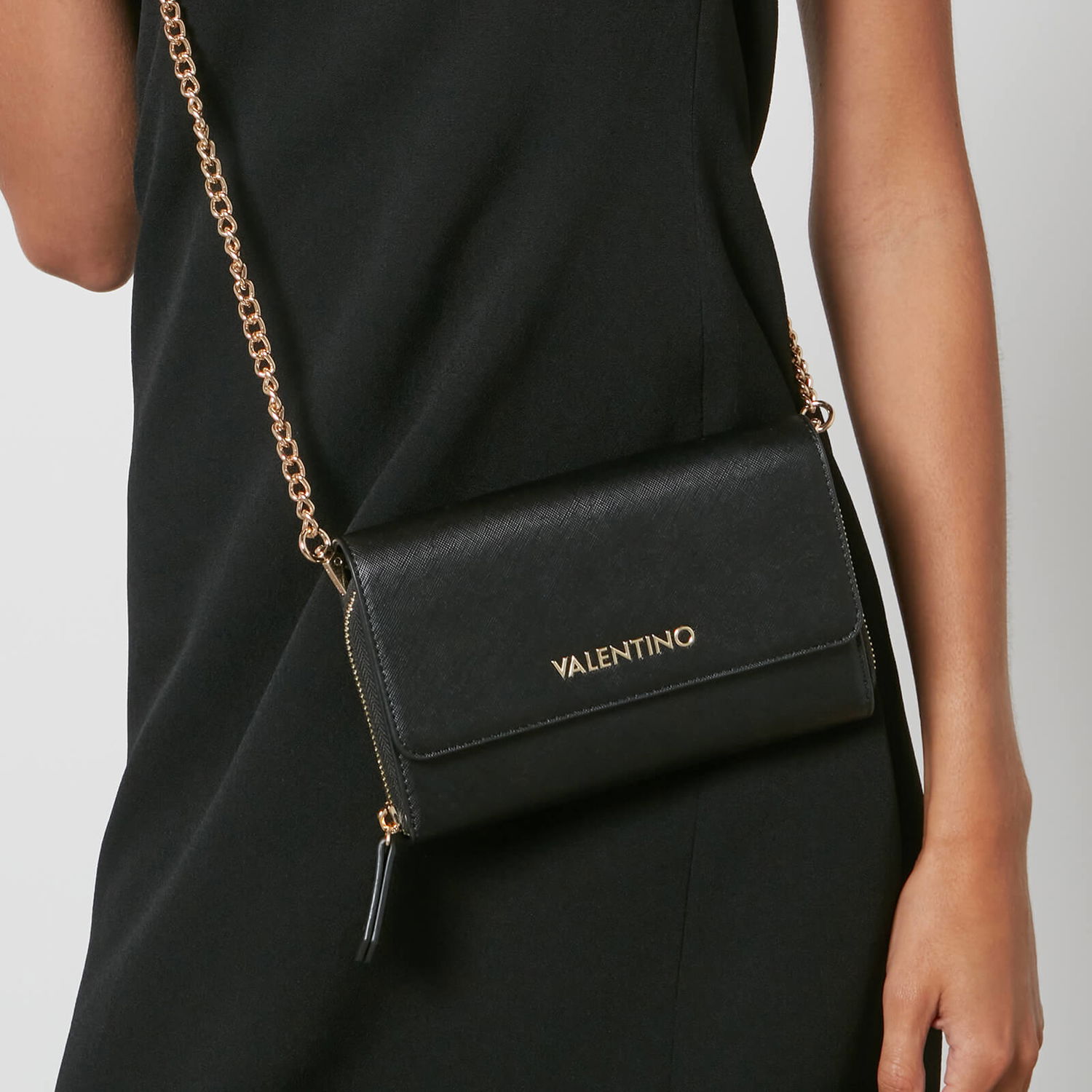 Портфейл Valentino Faux Leather Shoulder Bag With Chain Strap Черно | VPS7B3212001, 1