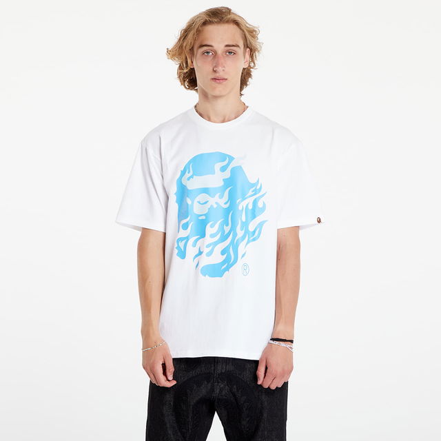 A BATHING APE Flame Ape Head Tee White/ Blue