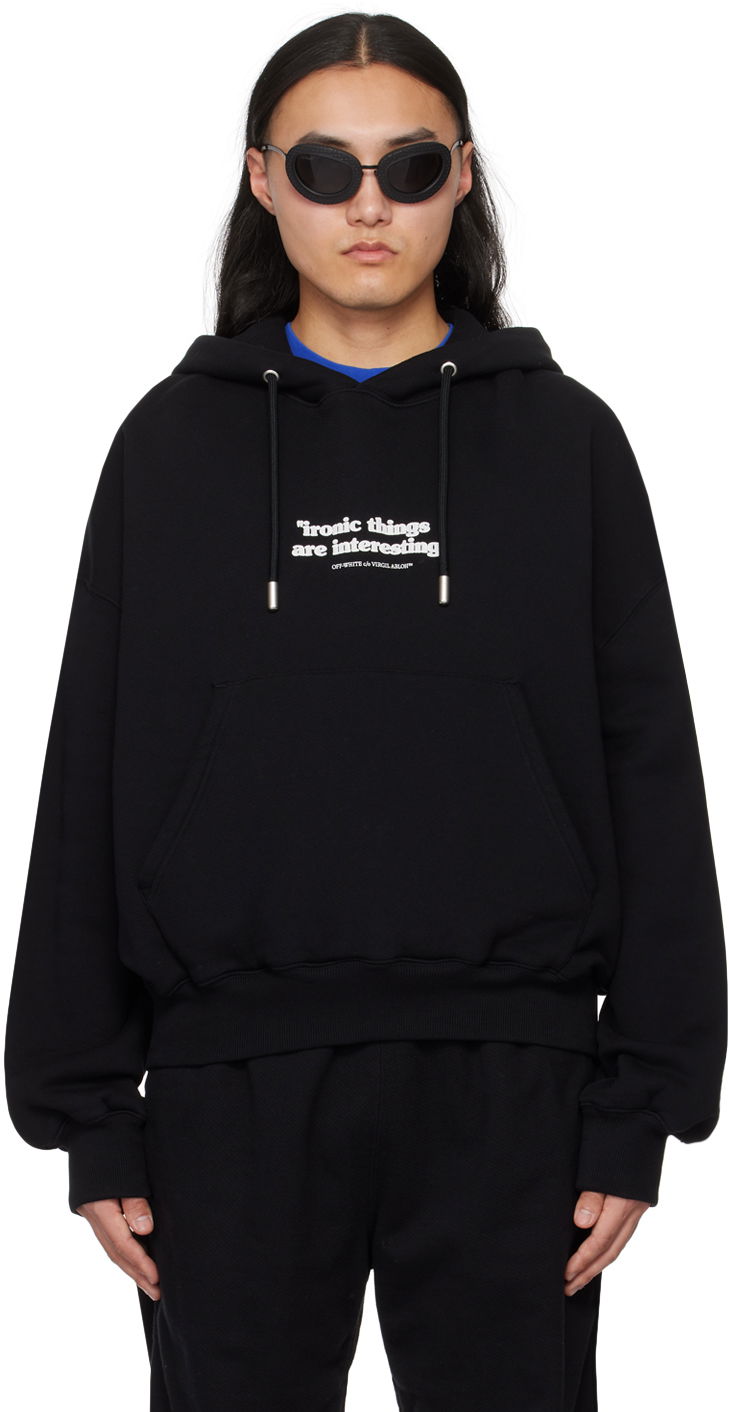 Суитчър Off-White Black Ironic Quote Hoodie Черно | OMBB118S24FLE0071001