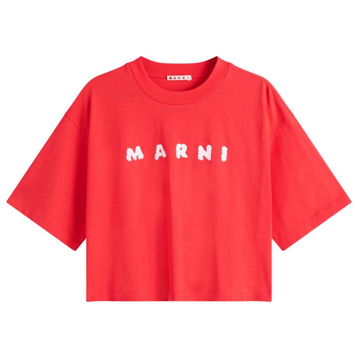 Съкратен топ Marni Marni Women's Cropped Logo T-Shirt Червено | THJE0333P5, 1
