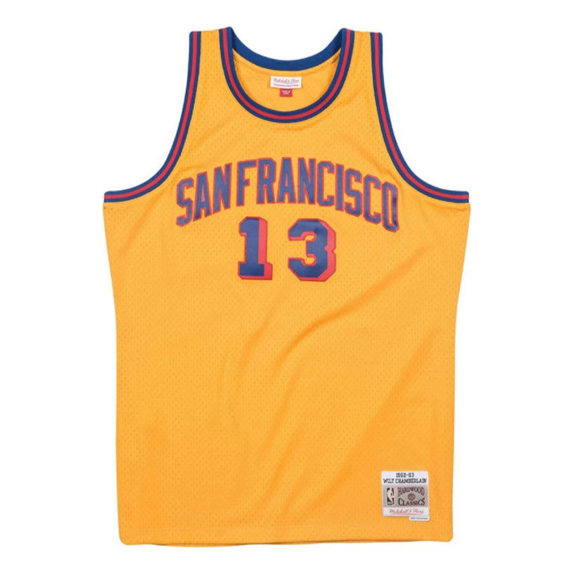 Фланелка Mitchell & Ness San Francisco NBA Chamberlain Basketball Jersey Жълто | SMJYAC18103-SFWLTGD62WCM, 0