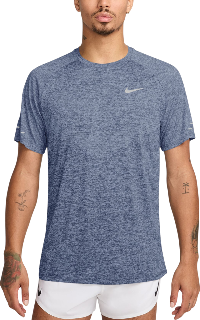 Stride Short-Sleeve Heathered Running T-Shirt with Reflective Details