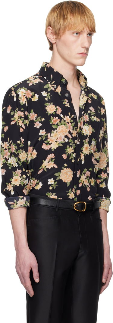 Риза Tom Ford Tom Ford Crepe De Chine Floral Print Fluid Fit Shirt Черно | HRO003-FMS043S25, 4
