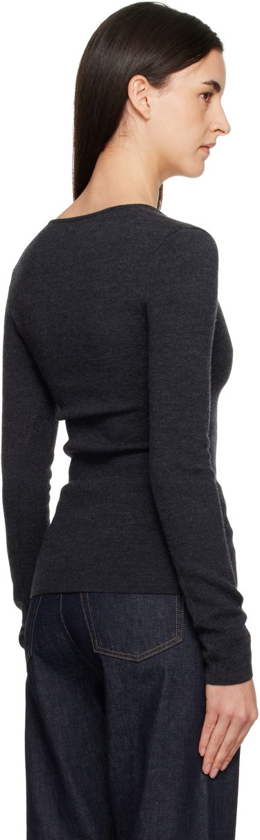 Пуловер TOTEME Long-Sleeve Scoop Neck Compact Knit Top Сиво | 254-WRT0571-YA0128, 2