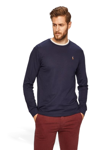 Тениска Polo by Ralph Lauren Long Sleeve Cotton Custom Tee Тъмно синьо | 710760121003