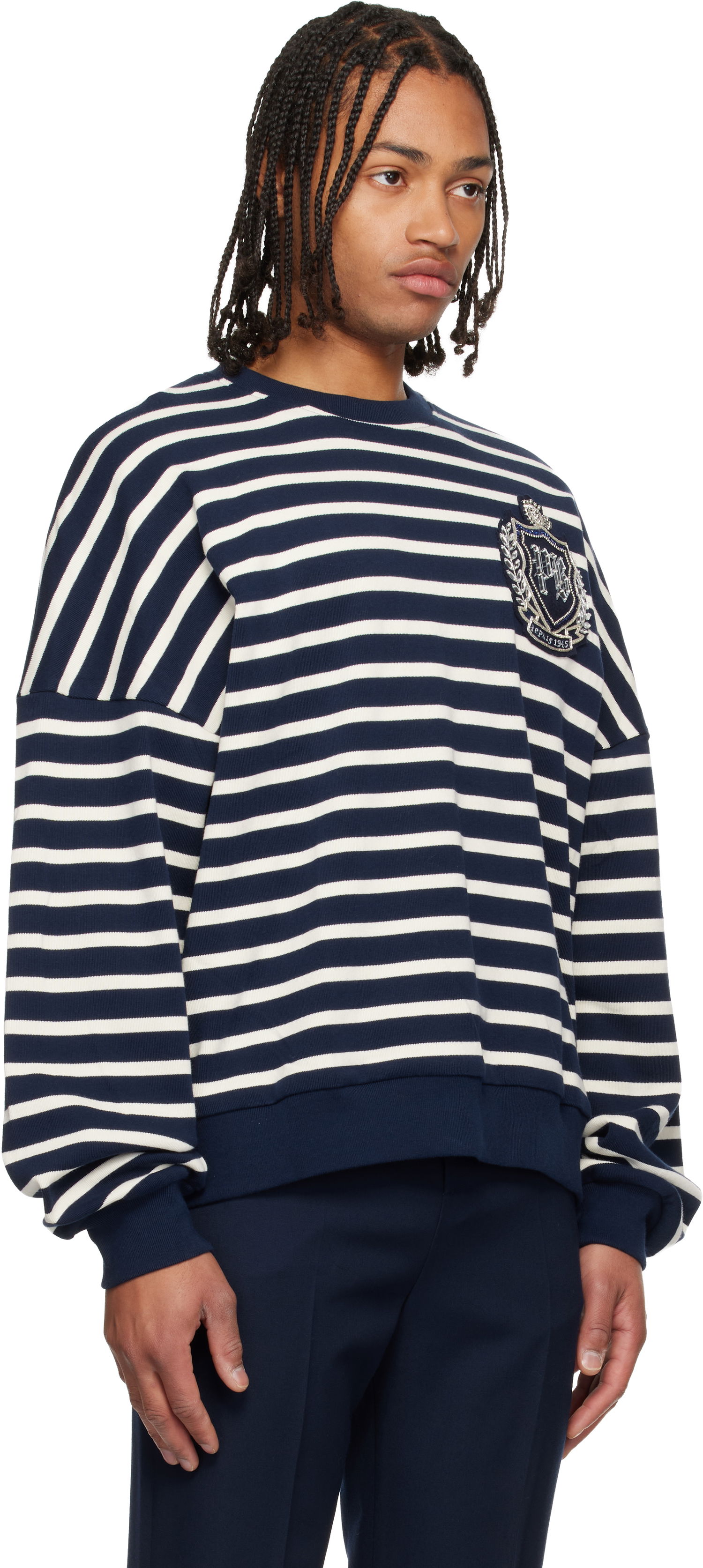 Суитчър Balmain Cotton College Emblem Breton Stripes Sweatshirt Многоцветен | FH0JS215PD26, 1