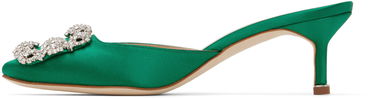 Бижута Manolo Blahnik Manolo Blahnik Hangisimu 50 Satin Mules Зелено | 9XX-0722, 2