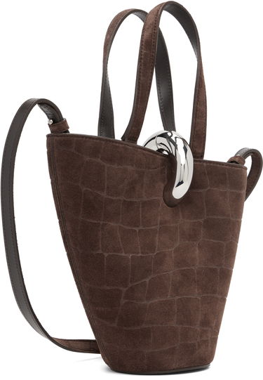 Голяма пазарска чанта Jacquemus 'The small Bambola' Croc-Effect Suede Top Handle Tote Кафяво | 25HBAW00389AC07A09, 2