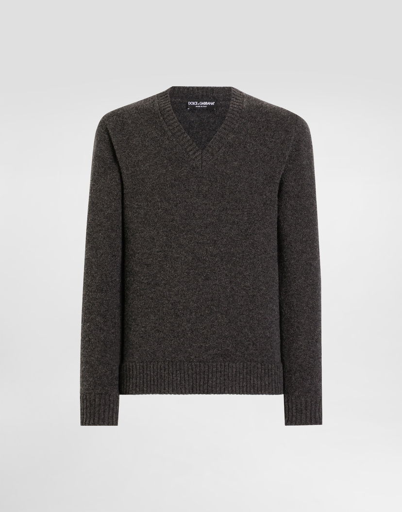 Пуловер Dolce & Gabbana Dolce & Gabbana V-Neck Wool Pullover Сиво | GXY28TJCVYAN0190
