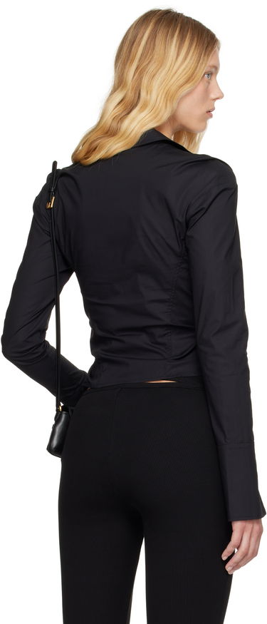Риза Versace Versace Jeans Couture Ruched Blouse with Logo Черно | E78HAL203_EN0431, 2
