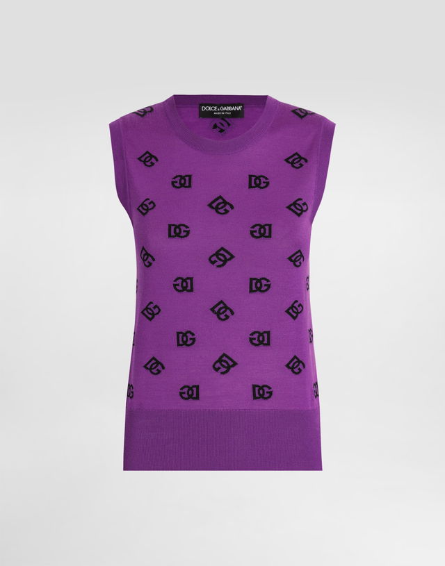 Wool And Silk DG Logo Knit Tank Top