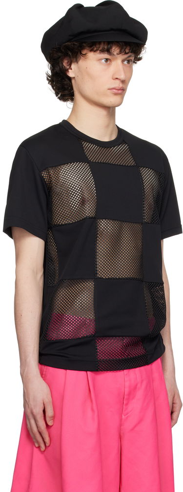 Тениска Comme des Garçons Homme Plus Piqué & Mesh Panel T-Shirt Черно | PO-T006-051, 1
