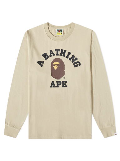 Тениска BAPE Long Sleeve College Tee Бежово | 001LTI801011M-BEI