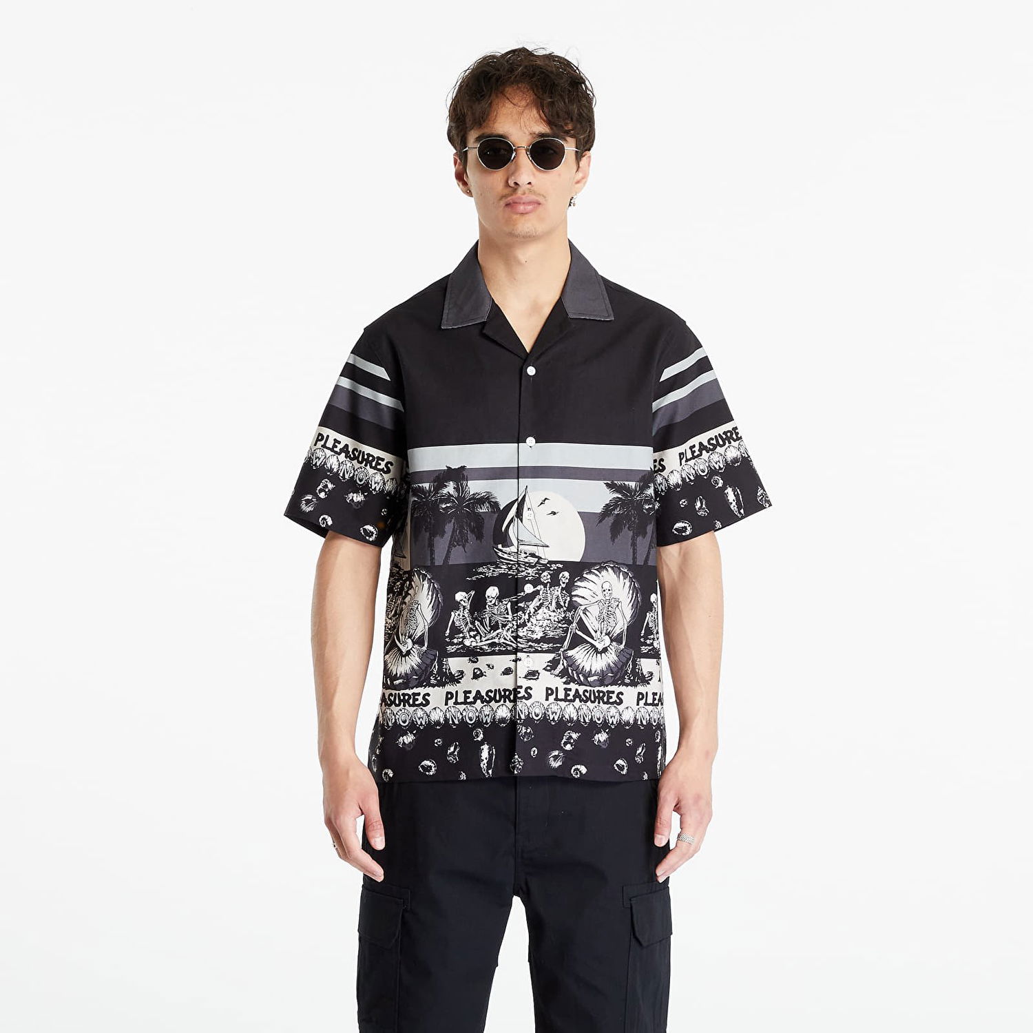 Риза Pleasures Beach Button Down Shirt Черно | P23SU019 BLACK, 0