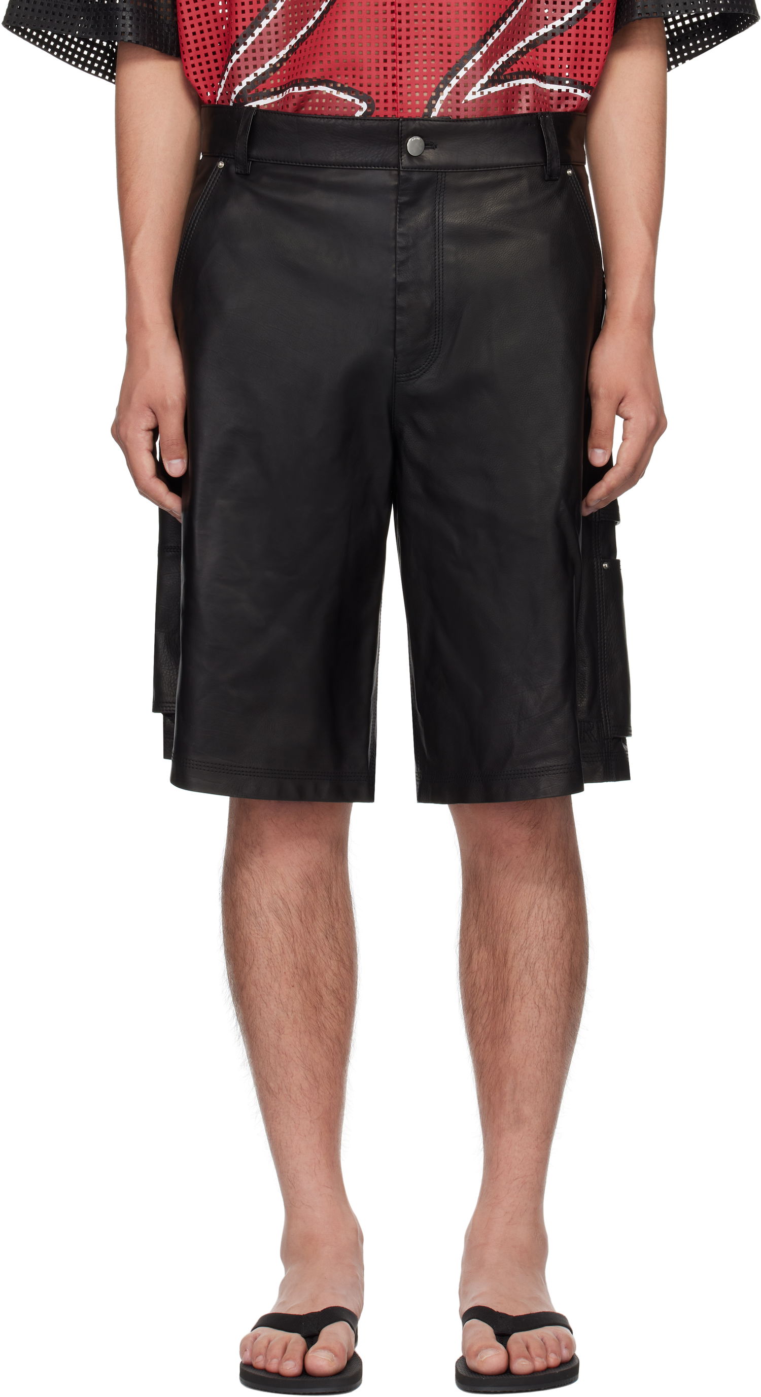 Къси панталони AMIRI AMIRI MA Leather Carpenter Shorts Черно | AMLTSH1014, 0