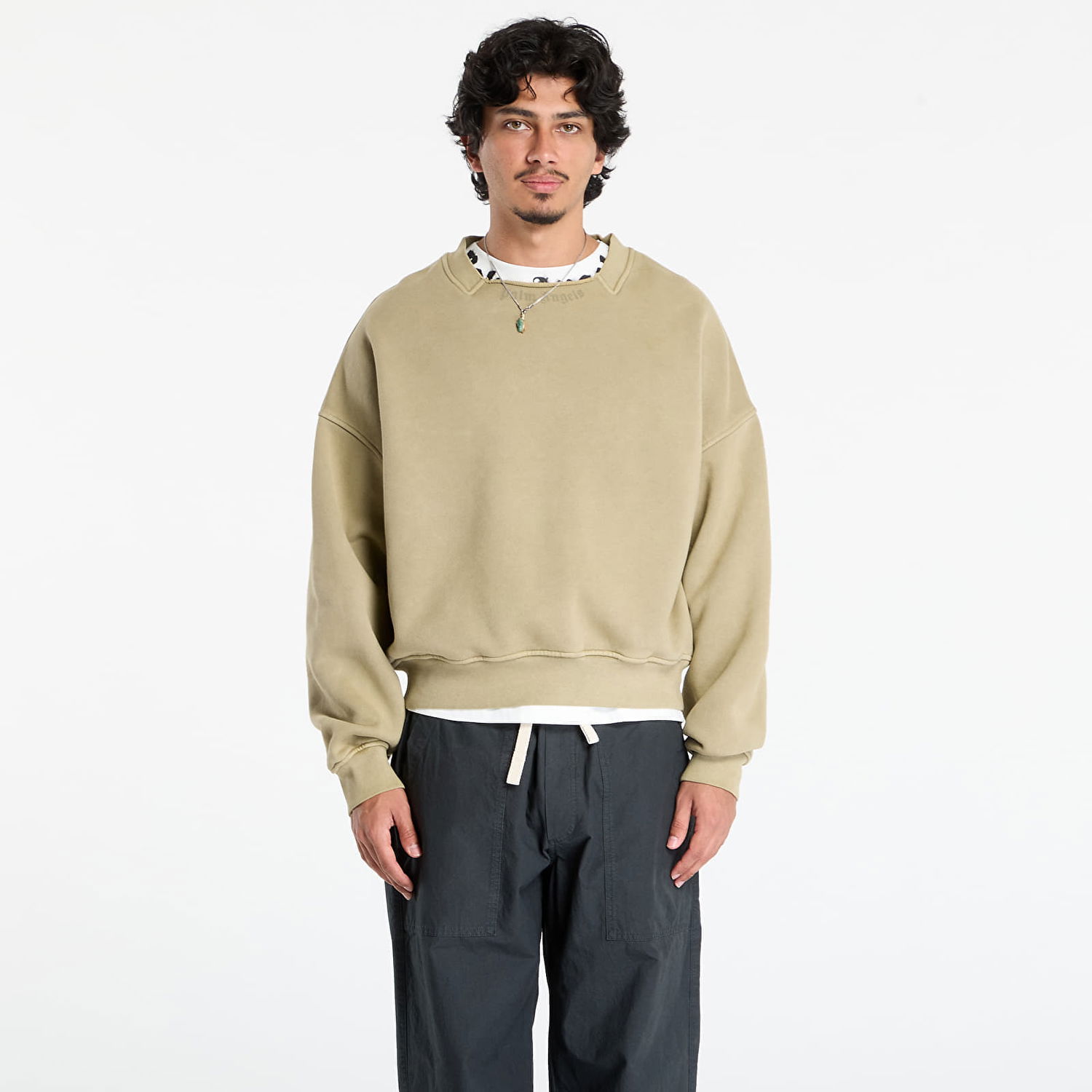 Суитчър Palm Angels Palm Angels Loose Collar Crew Sweatshirt Зелено | PMBA08KF25FLE0015852, 0