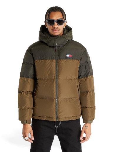 Tommy Jeans Alaska Colorbloc Puffer Jacket Drab Olive Green