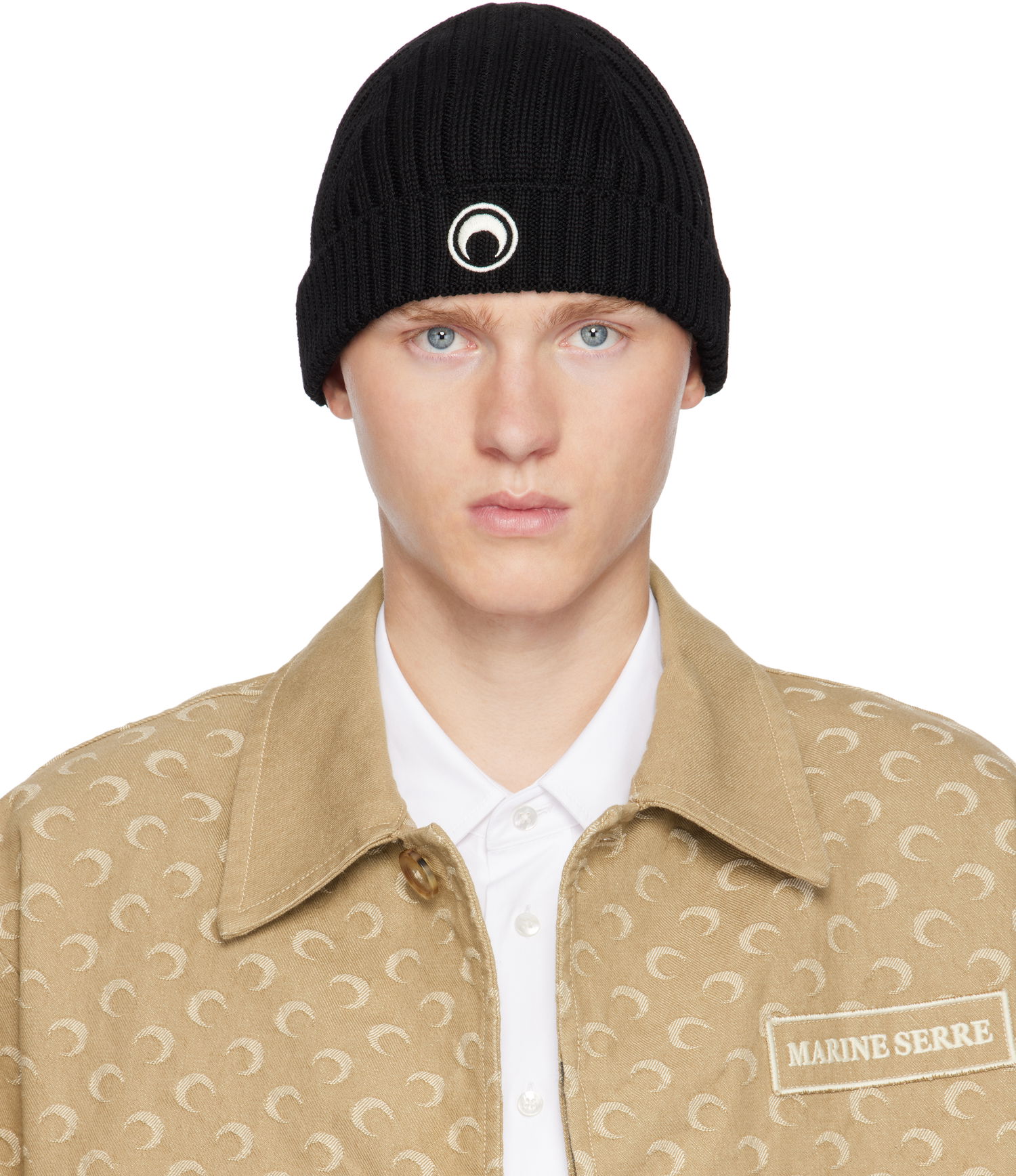 Шапка Marine Serre Logo Knit Beanie Черно | UHG012A CKNI0527, 0
