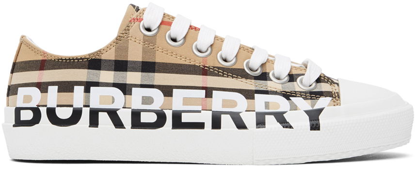Кецове и обувки Burberry Beige Logo Check Larkhall Sneakers Бежово | 8024301, 0