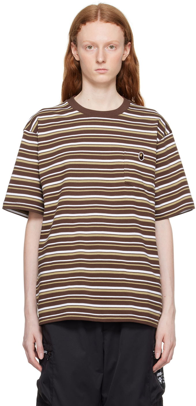 Тениска BAPE Hoop One Point T-Shirt Бежово | 001CSJ301002M, 0