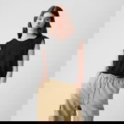 Top Sleeveless Linen Blend Shell Top Black